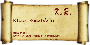Klasz Ruszlán névjegykártya